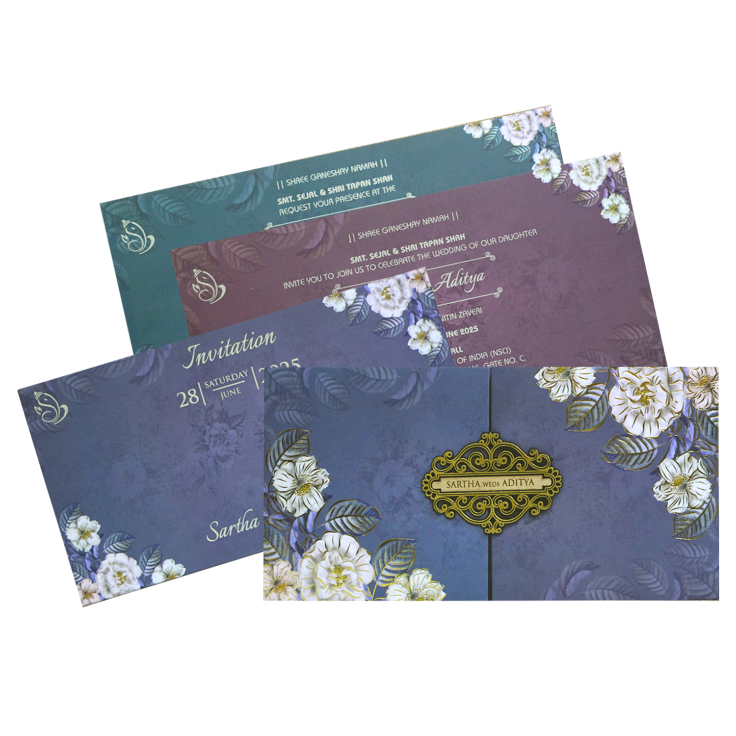 Lavender Blue Wedding Card-KVN06860