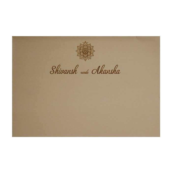 Light Brown Nameplate Wedding Card-King of Cards