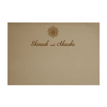 Light Brown Nameplate Wedding Card-King of Cards