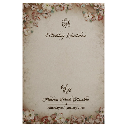Peach Gold Foiled Wedding Invitation Card-King of Cards