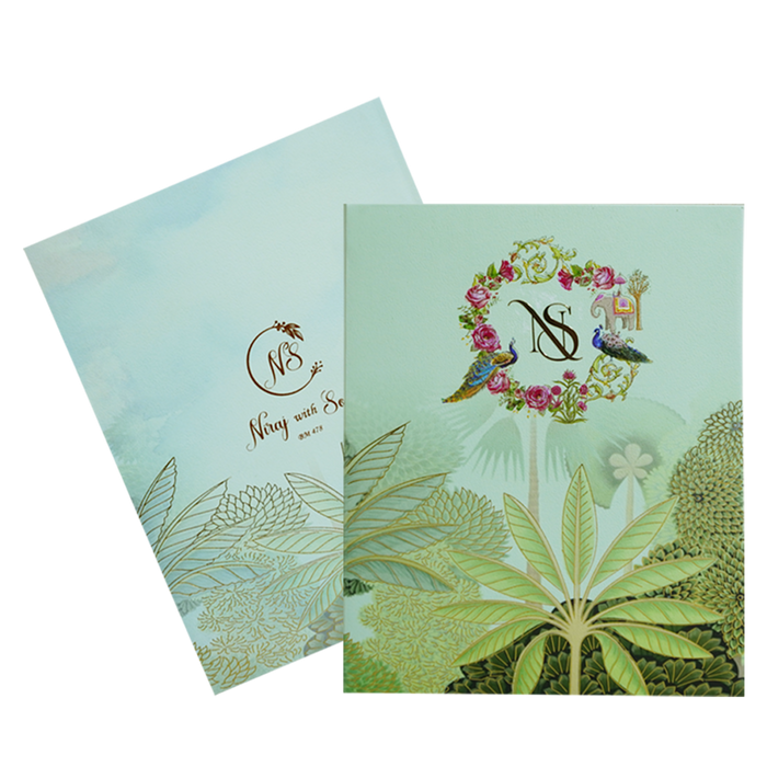 Green Padded Foiled Wedding Card-King of Cards