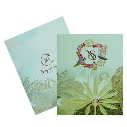 Green Padded Foiled Wedding Card-King of Cards