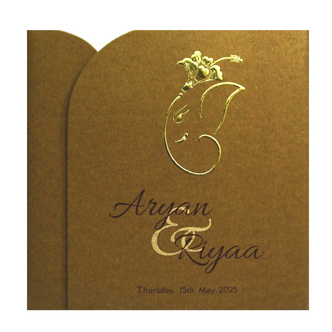 Dark Brown Ganesha Wedding Card-KRC30102