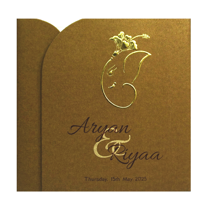 Dark Brown Ganesha Wedding Card-King of Cards