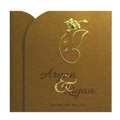 Dark Brown Ganesha Wedding Card-King of Cards
