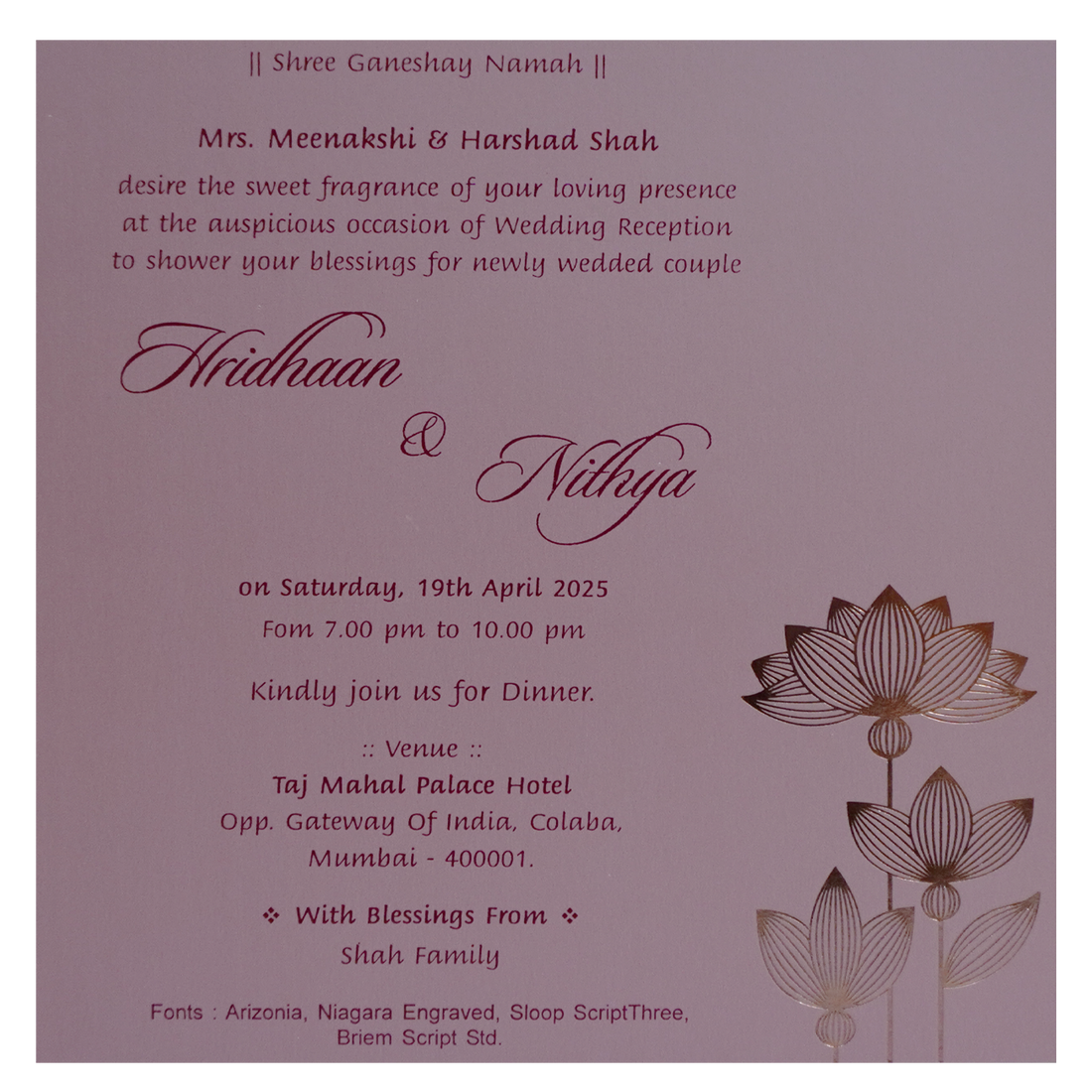 Plum Pink Single Card-KRCS7301