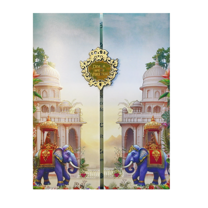 Royal Palace Theme Door Opening Wedding Card-KNKC4086