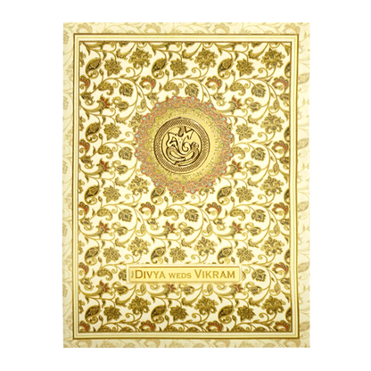 Cream Paisley Pattern Wedding Card-KNTY6813