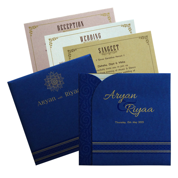 Dark Blue Door Wedding Invitation-King of Cards