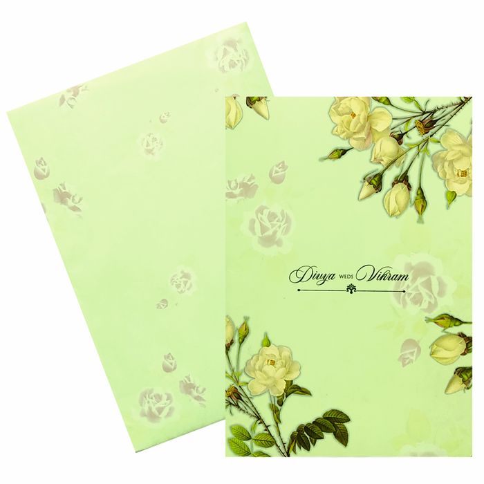 Green Rose Floral Wedding Card-King of Cards