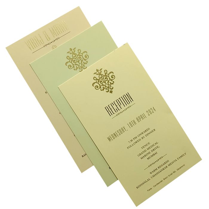 Pastel Green Leaf Design Invitation Card-King of Cards