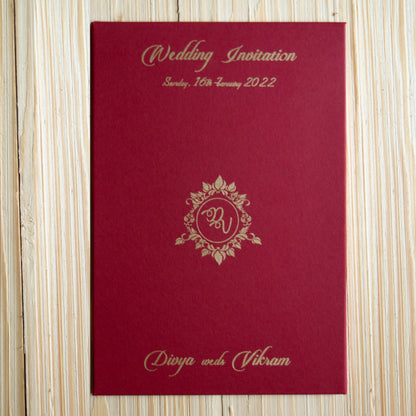 White Premium Acrylic Invitation Card With Red Cover-KNAT3702R