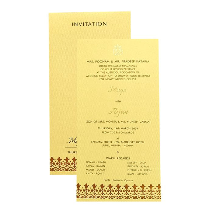 Cream Floral Single Invitation Card-King of Cards