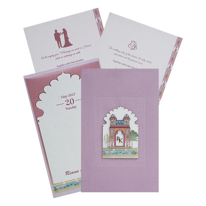 Pink Pop-Up Soft Fabric Wedding Card-KPR23950