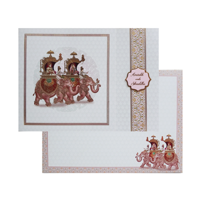 White Door Elephant Wedding Invitation-KAC05090