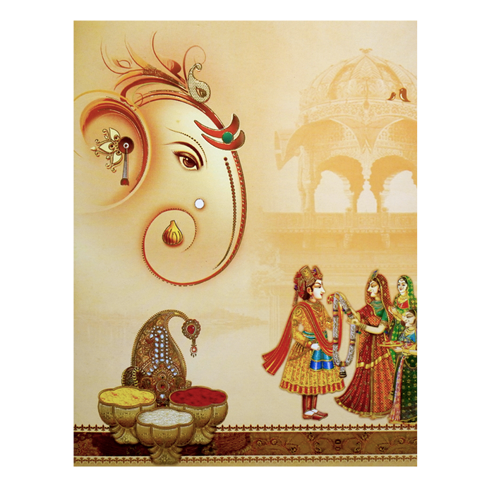 Sandal Classic Ganesha With Bride and Groom Card-KNKJ1081-King of Cards