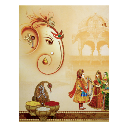 Sandal Classic Ganesha With Bride and Groom Card-KNKJ1081-King of Cards