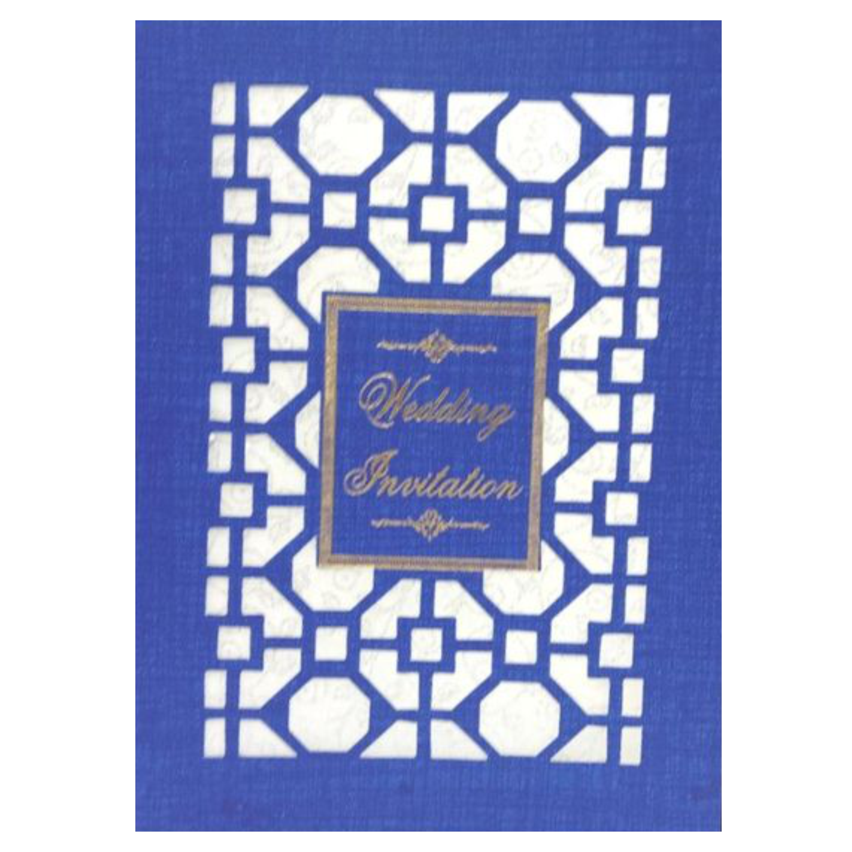 Blue Laser Cut Invitation With Gold Tipping Message Box-KNCPC431