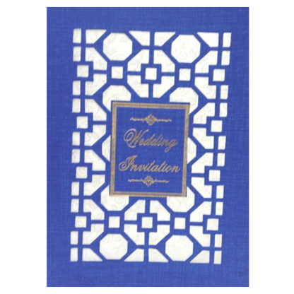 Blue Laser Cut Invitation With Gold Tipping Message Box-KNCPC431