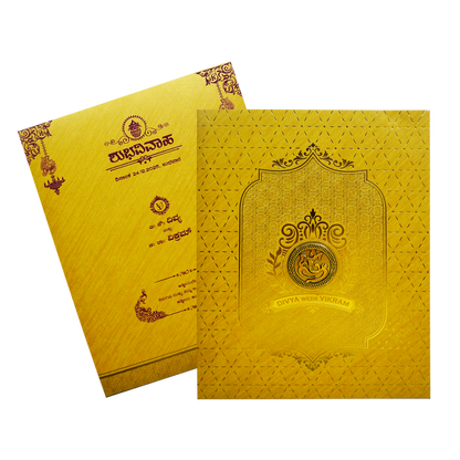 Mustard Yellow Ganesha Wedding Card-King of Cards