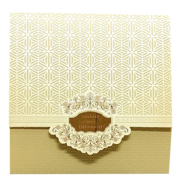 Mustard Cream Nameplate Invitation Card-King of Cards