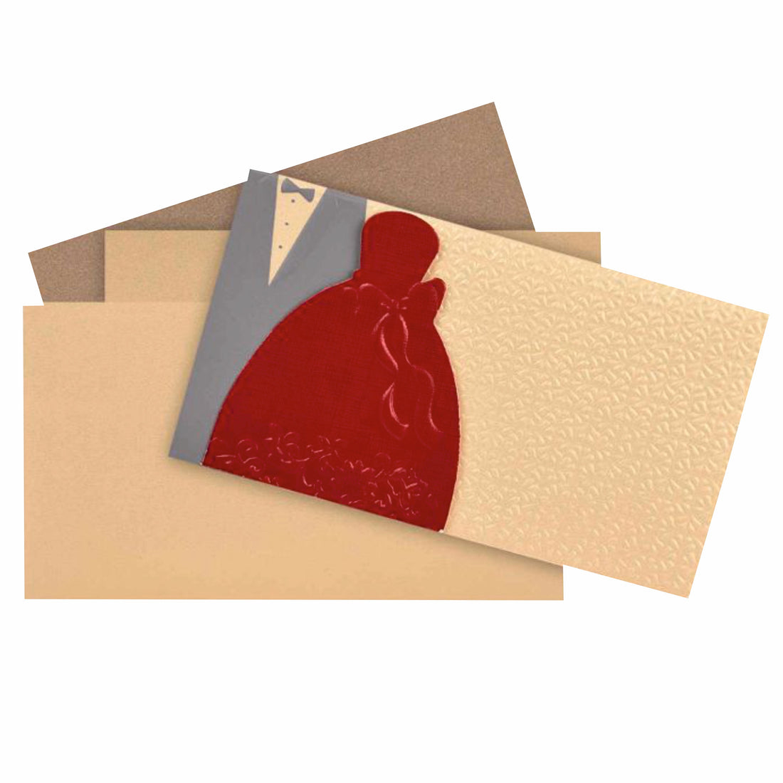 Cream Shading With Bride And Groom Personal Wedding Card - KNK30430