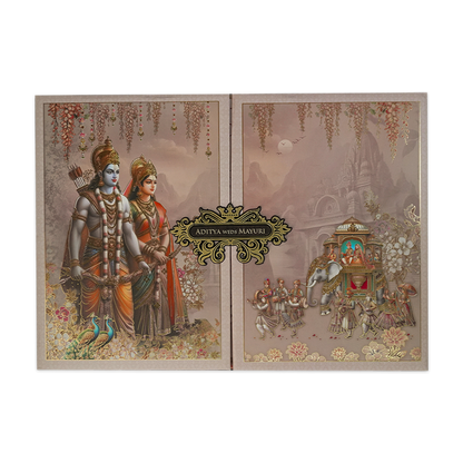 Ram Sita Procession Padded Wedding Card-KSH72210
