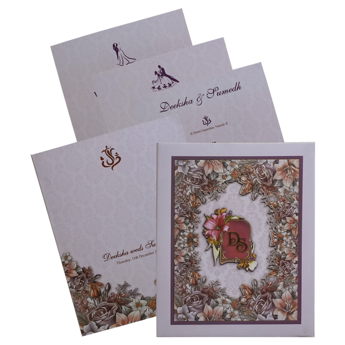 Dusty Purple Laser Cut Premium Wedding Invitation-King of Cards