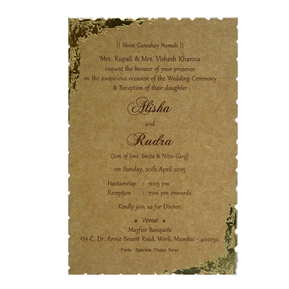 Khaki Brown Foil Invitation-King of Cards