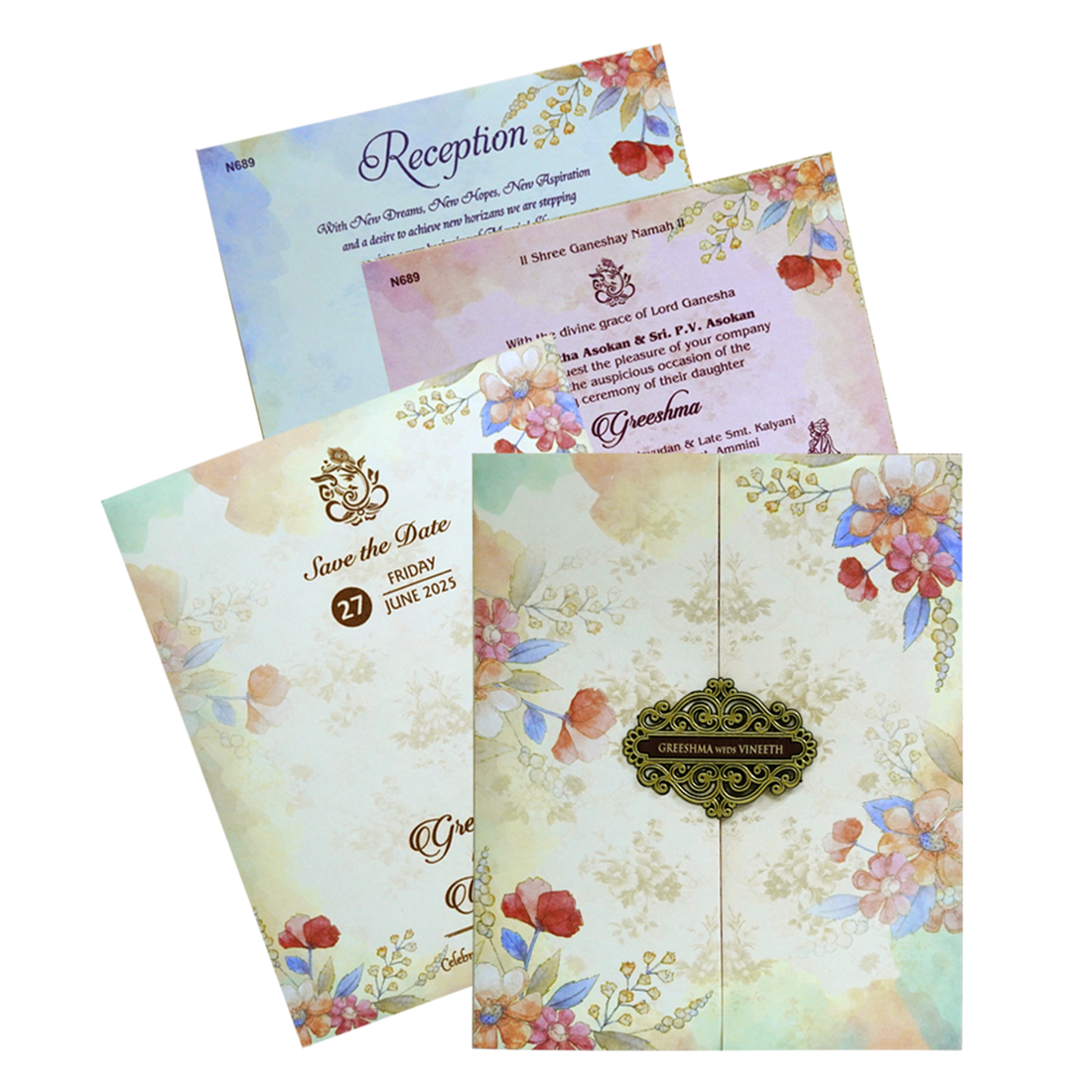 Make your event special with our exclusive Cream Floral Design Invitation Order now! ?WhatsApp Support ?Express Delivery.