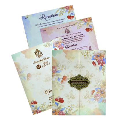 Make your event special with our exclusive Cream Floral Design Invitation Order now! ?WhatsApp Support ?Express Delivery.