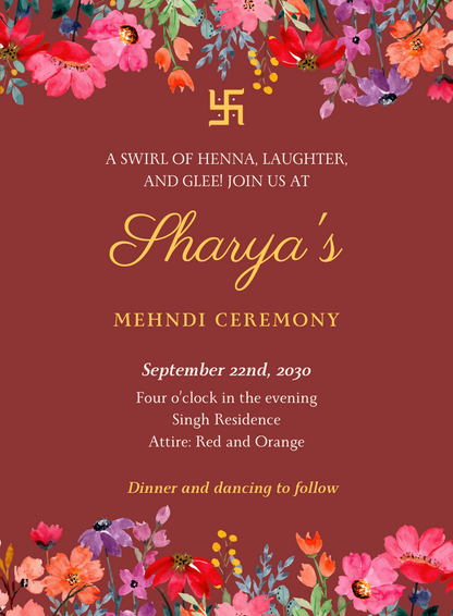 Red Floral Hindu Wedding Invitation-AAHIN006