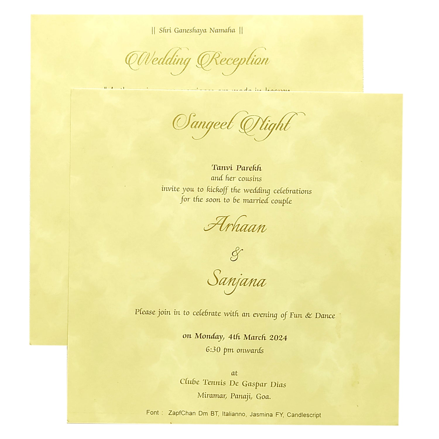 Cream Embossed Padded Invitation Card-KRC28020