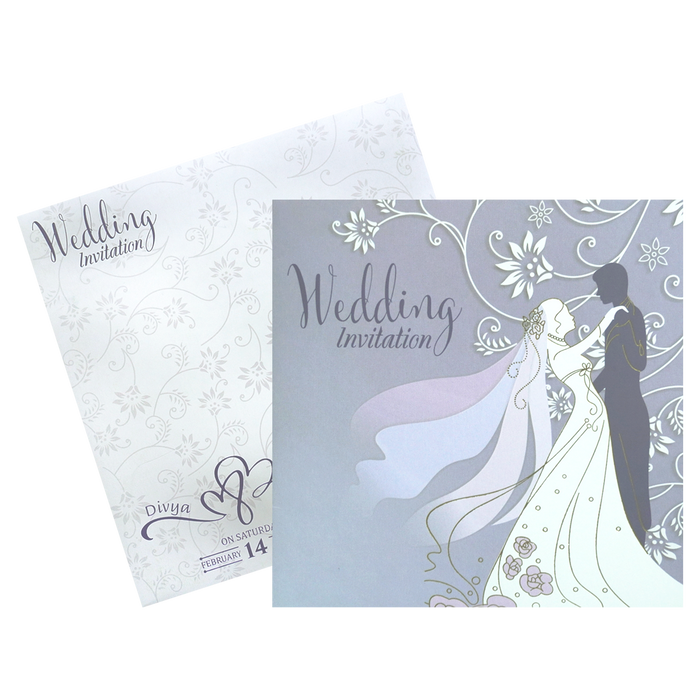 Purple Offset Berry Bride And Groom Wedding Invitation Card-KNBY5404-King of Cards