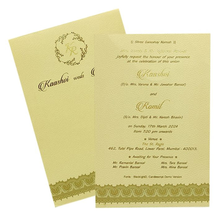 Gold modern and Elegant Wedding Invitation Card-King of Cards