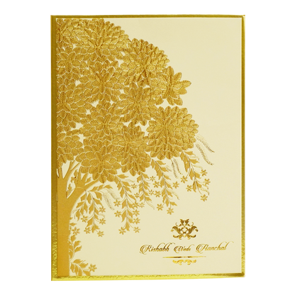 Cream Yellow Wedding Invitation Card-KAC06020