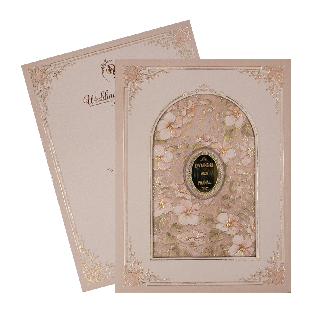 Lavender Floral Padded Wedding Card-KSI64250