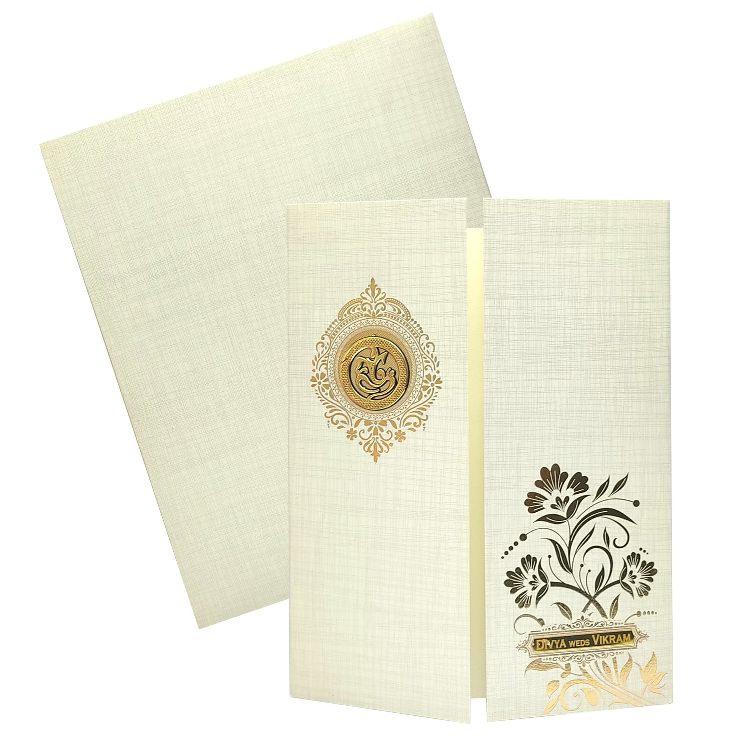 Grey Door Type Floral Design With Ganesha Sticker-KNK9406G