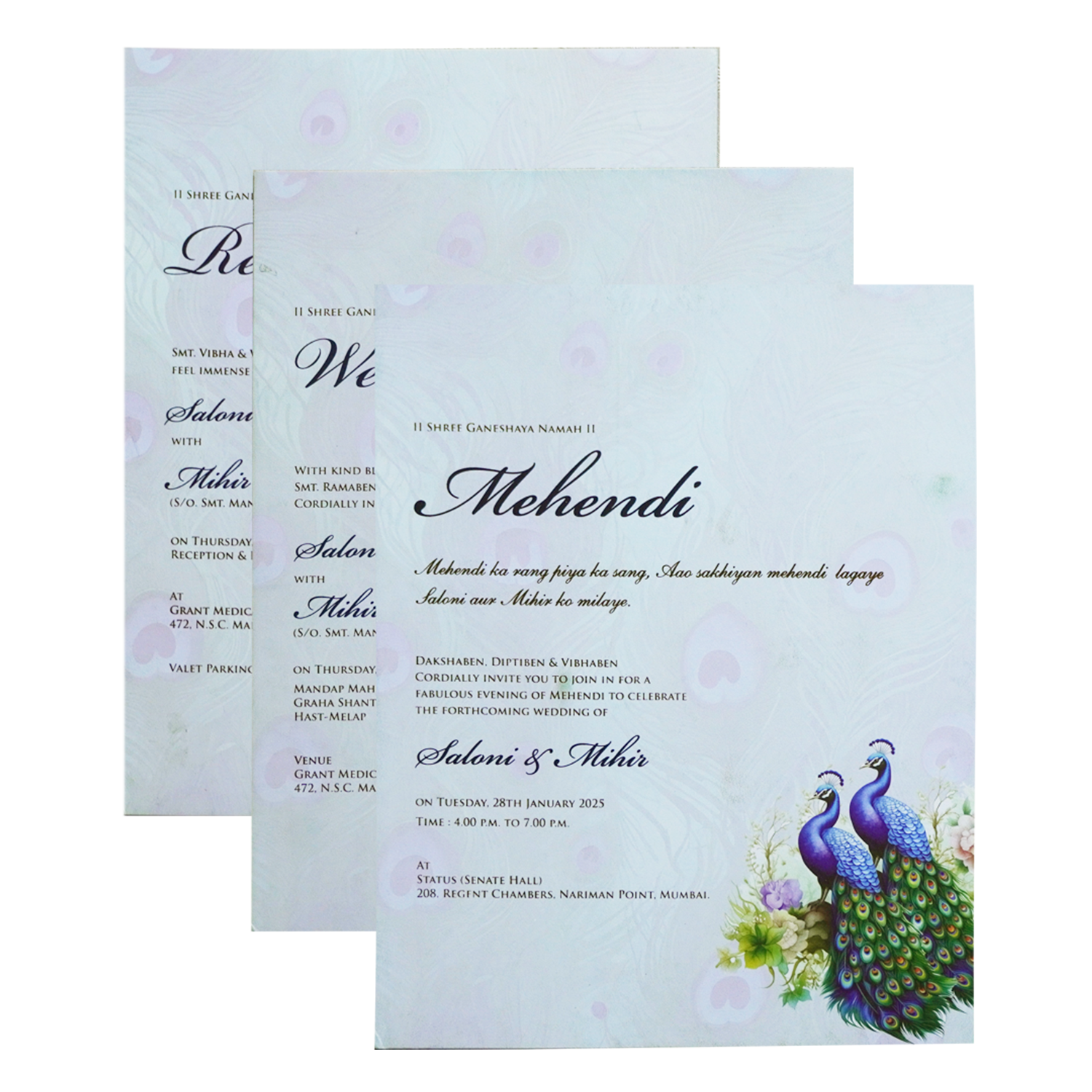 Blue Premium Padded Marriage Invitation-KPR24420