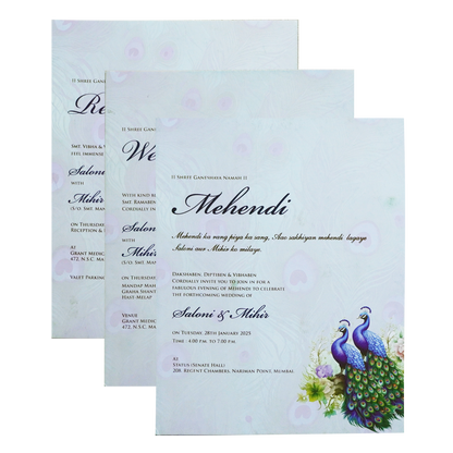 Blue Premium Padded Marriage Invitation-KPR24420