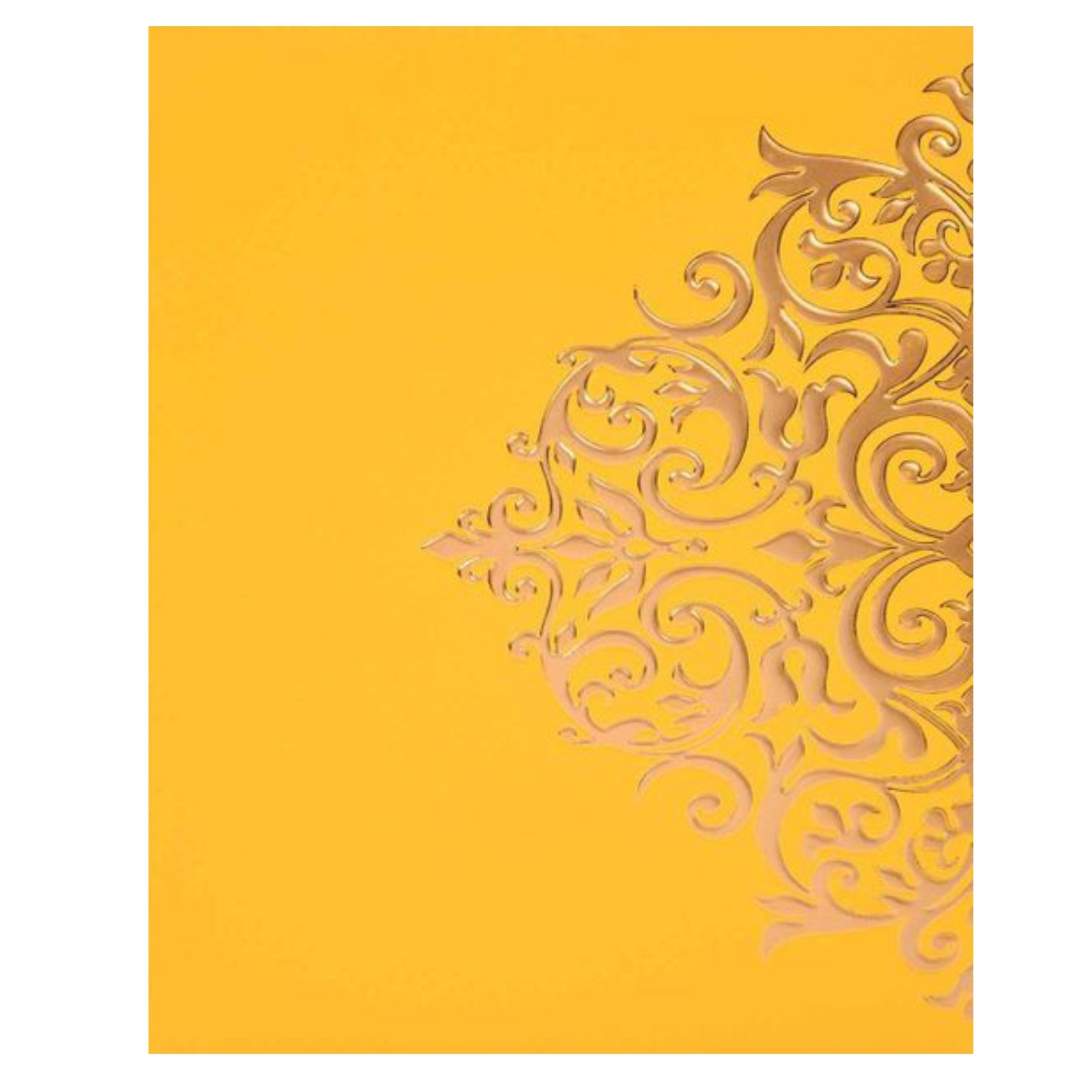 Embossed Gold Design With Yellow Shading Wedding Card - KNK30321