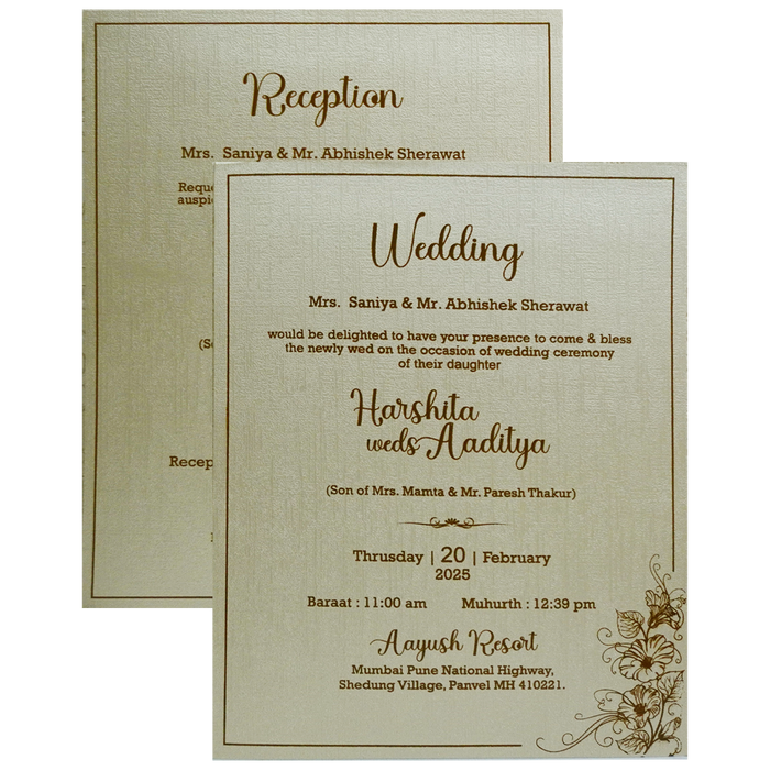 Metallic Brown Padded Wedding Card-King of Cards