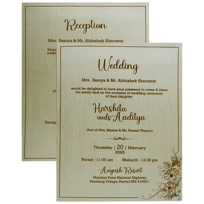 Metallic Brown Padded Wedding Card-King of Cards