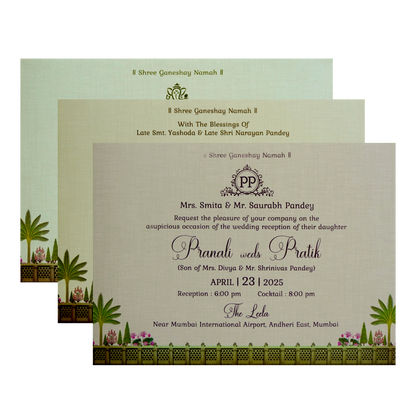 Pale Brown MDF Padded Invitation-KSI12380