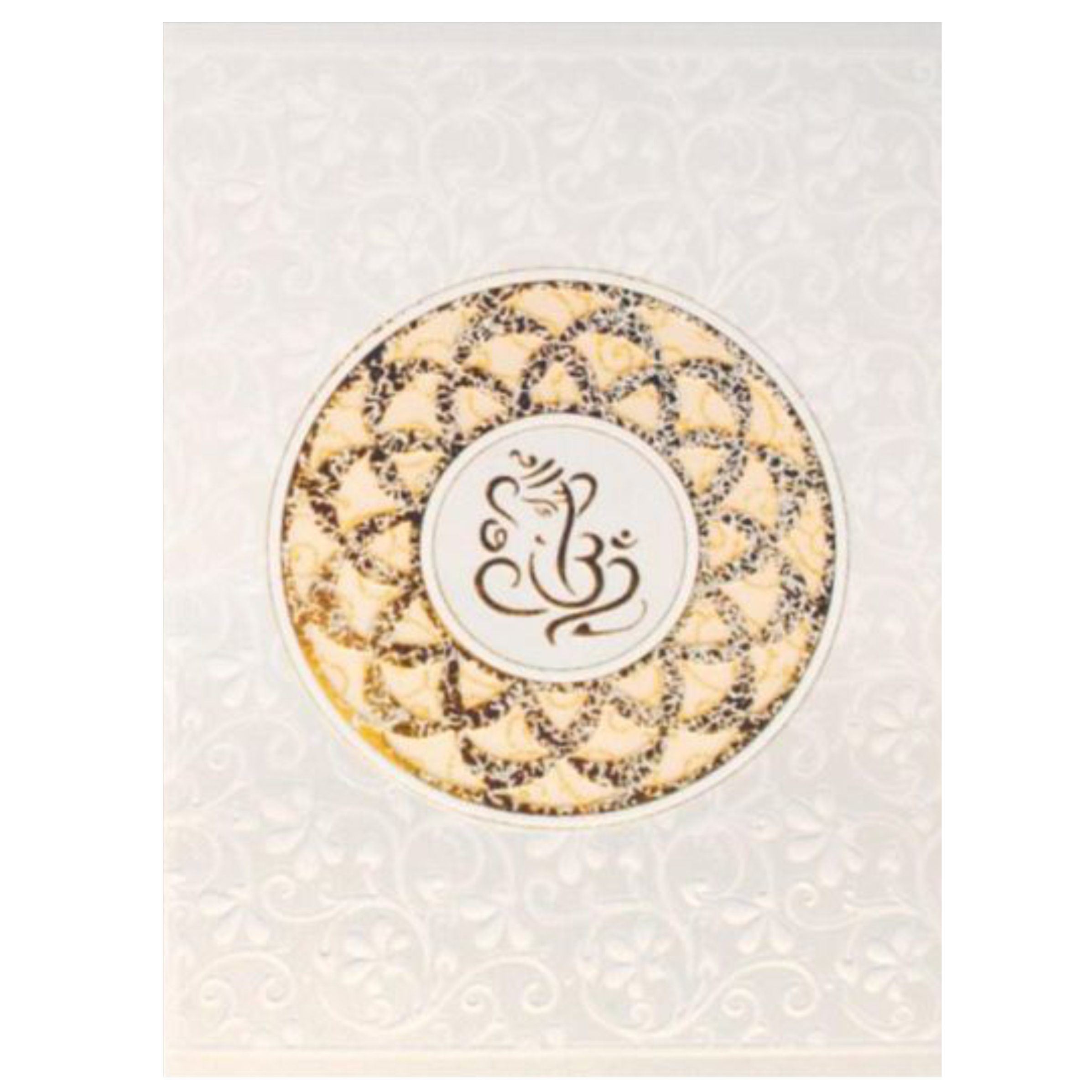 Alluring Ganesha With Flower Cut Gold Foiling Wedding Card - KNK30691