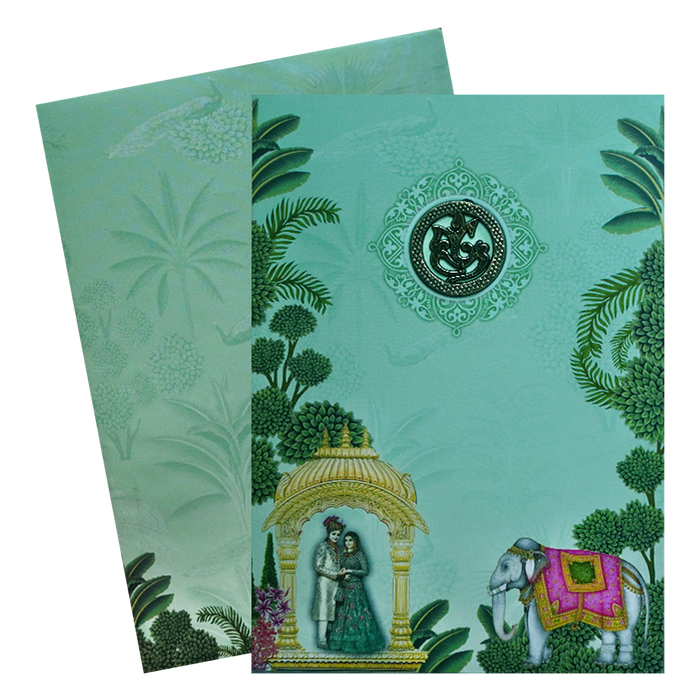 Green Bride and Groom Wedding Card-King of Cards