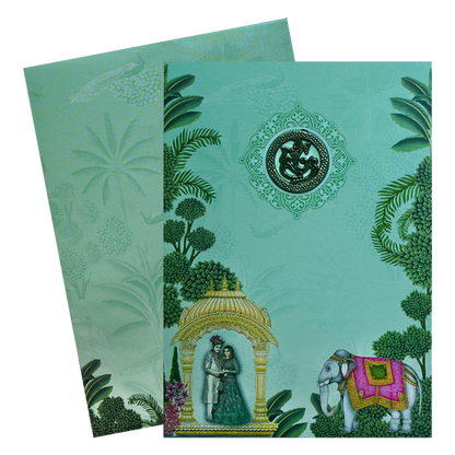 Green Bride and Groom Wedding Card-King of Cards
