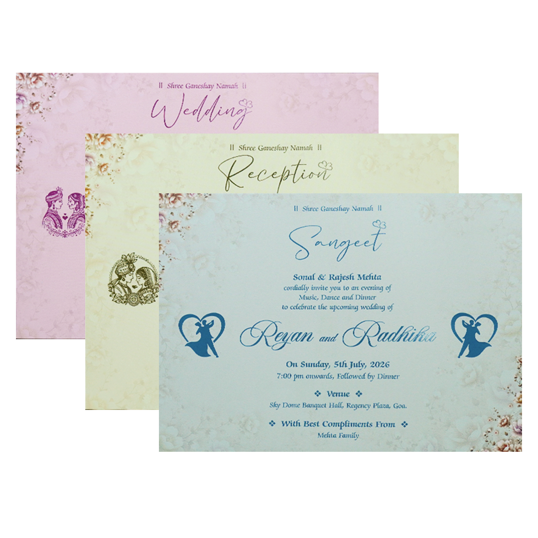 Cream Floral Padded Wedding Card-KSH72940