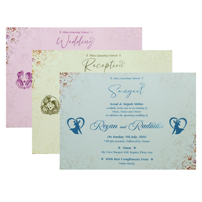 Cream Floral Padded Wedding Card-KSH72940