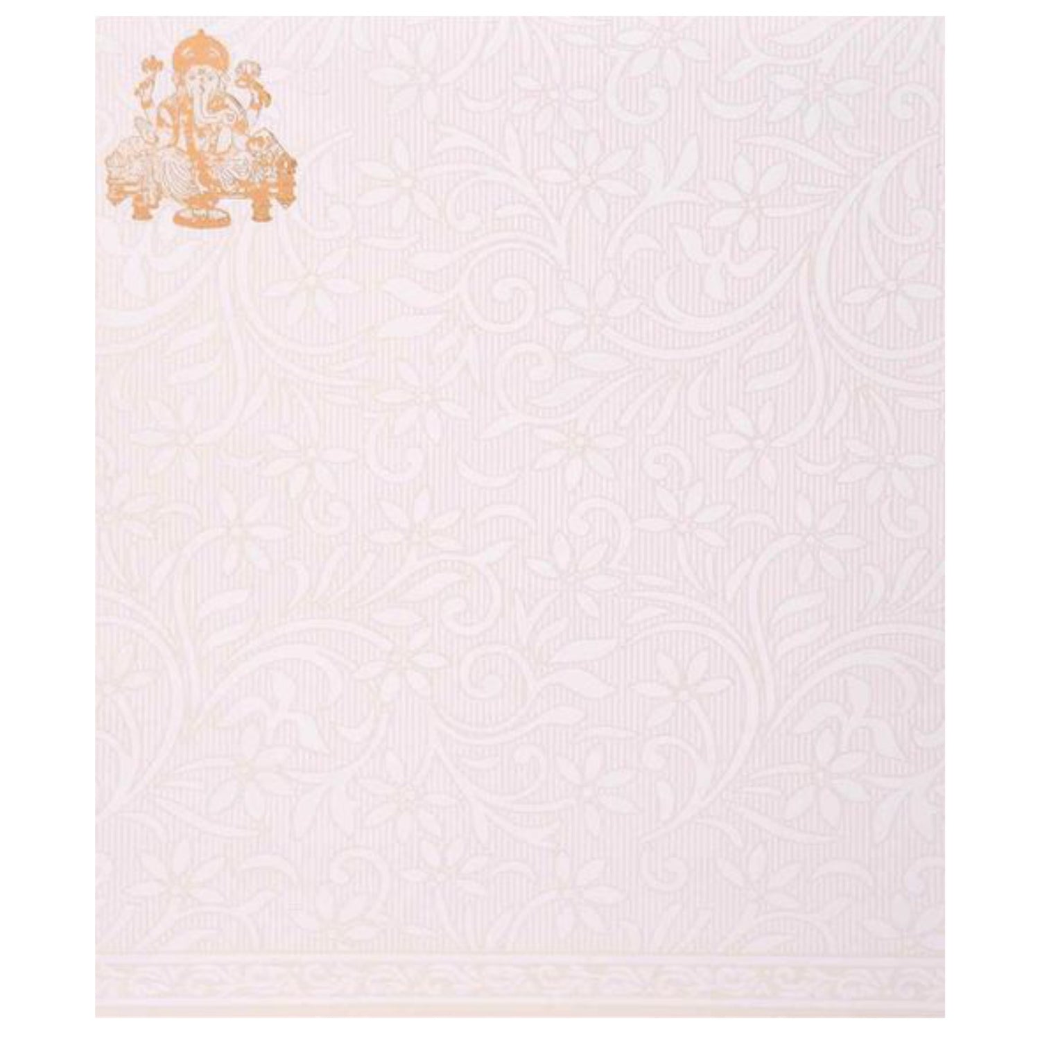 Invitation Card - Classy Gold Ganesha White Flower Wedding Card - KNJG1890